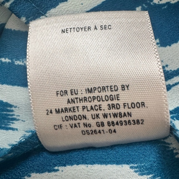 Maeve Anthropologie Ikat Button Down Dress 3/4 Sleeves Geometric Turquoise White - Picture 5 of 5